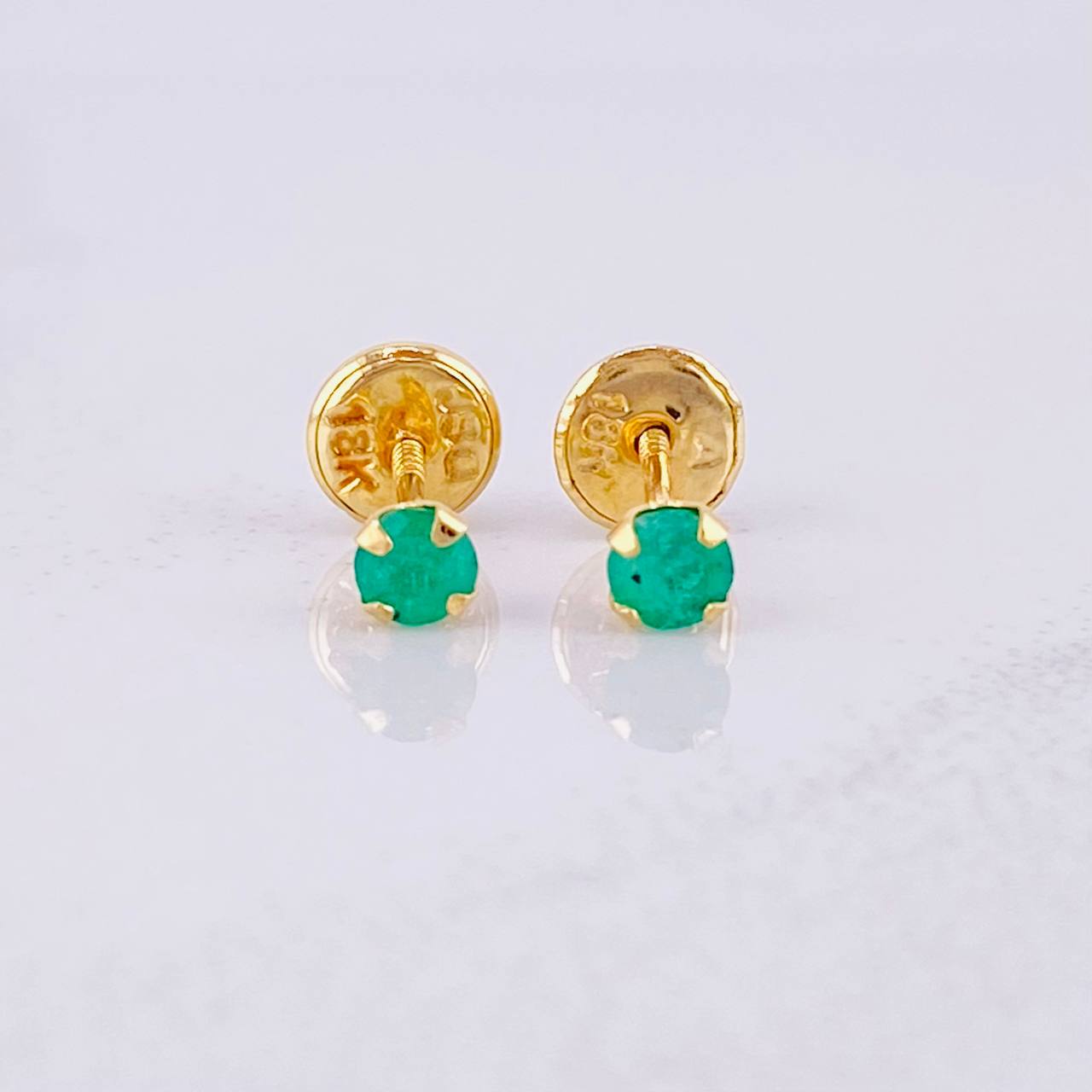 Stud Earrings Spark Emerald 10pts 0.4g / in / 2.7mm Yellow Gold 18K