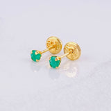 Stud Earrings Spark Emerald 10pts 0.4g / in / 2.7mm Yellow Gold 18K