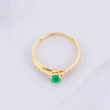 Emerald Bridge Solitaire Ring 27pts Diamonds 15pts 1.75g / T6 3/4 Yellow Gold 18K
