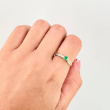 Emerald Bridge Solitaire Ring 27pts Diamonds 15pts 1.75g / T6 3/4 Yellow Gold 18K