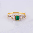 Belt Solitaire Ring Emerald 23pts Diamonds 10pts 2.7g / T7 1/4 Yellow Gold 18K