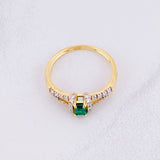 Belt Solitaire Ring Emerald 23pts Diamonds 10pts 2.7g / T7 1/4 Yellow Gold 18K