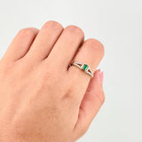 Belt Solitaire Ring Emerald 23pts Diamonds 10pts 2.7g / T7 1/4 Yellow Gold 18K
