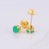 Stud Earrings Four Claws Emerald 15pts 0.45g / in / 3.3mm Yellow Gold 18K