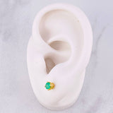 Stud Earrings Four Claws Emerald 15pts 0.45g / in / 3.3mm Yellow Gold 18K