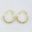 Diamond Cut Hoop Earrings Beads 1.8 g / 3/4 in Three Golds 18K
