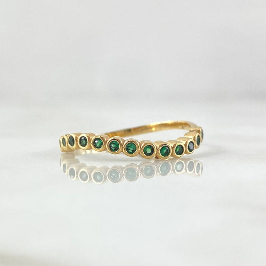 Wavy Circles Ring 1.8gr / Size 7 1/4 / Green Zircons Yellow Gold