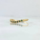 Wavy Circles Ring 1.8gr / Size 7 1/4 / Green Zircons Yellow Gold