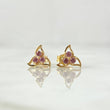 Stud Earrings Flor de Ninfa 1.25gr / 7.6mm Lobster Claw Butterfly Lilac Zircons 18K Yellow Gold ©