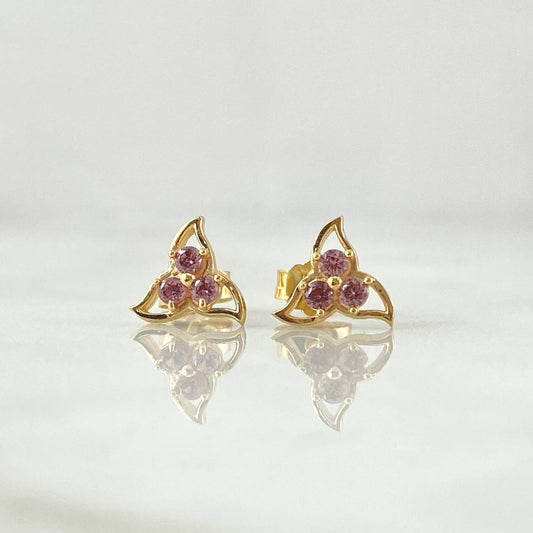 Stud Earrings Flor de Ninfa 1.25gr / 7.6mm Lobster Claw Butterfly Lilac Zircons 18K Yellow Gold ©