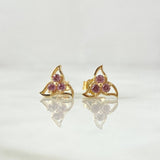Stud Earrings Flor de Ninfa 1.25gr / 7.6mm Lobster Claw Butterfly Lilac Zircons 18K Yellow Gold ©