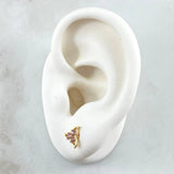 Stud Earrings Flor de Ninfa 1.25gr / 7.6mm Lobster Claw Butterfly Lilac Zircons 18K Yellow Gold ©