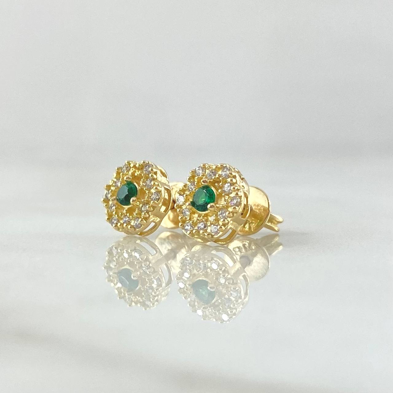 Topos Flor Circular 1.75gr / 6.7mm Broche Mariposa Circones Blancos Verde Oro Amarillo 18K ©