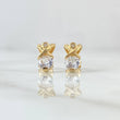 Stud Earrings Crossed Delta 2.3gr / 1.1cm / Lobster Claw Butterfly White Zirconia 18K Yellow Gold ©