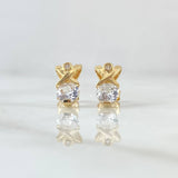 Stud Earrings Crossed Delta 2.3gr / 1.1cm / Lobster Claw Butterfly White Zirconia 18K Yellow Gold ©