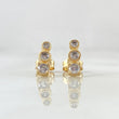 Stud Earrings Triple Row Double Bevel 1.65gr / 1cm / Lobster Claw Butterfly White Zirconia 18K Yellow Gold ©