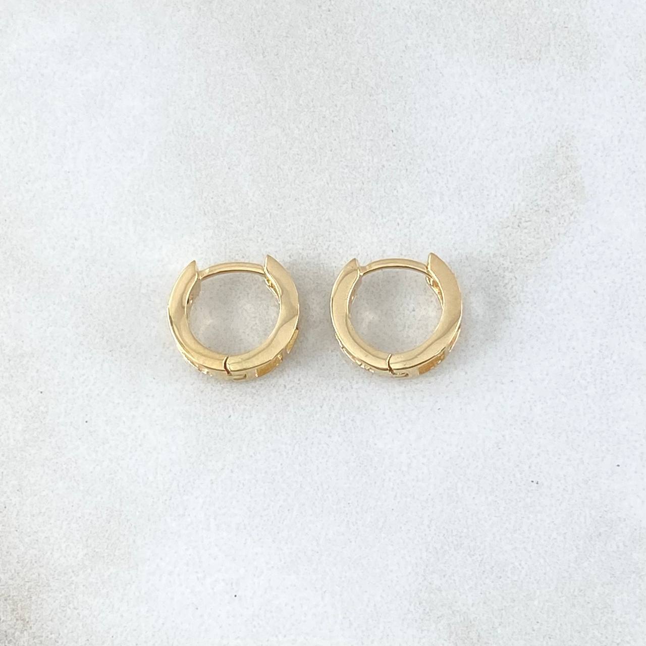 Candongas Carril Basteado Segmentado 1.8gr / 1cm / Circones Blancos Oro Amarillo 18K ©
