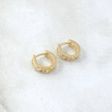 Candongas Carril Basteado Segmentado 1.9gr / 1cm / Circones Blancos Oro Amarillo 18K ©