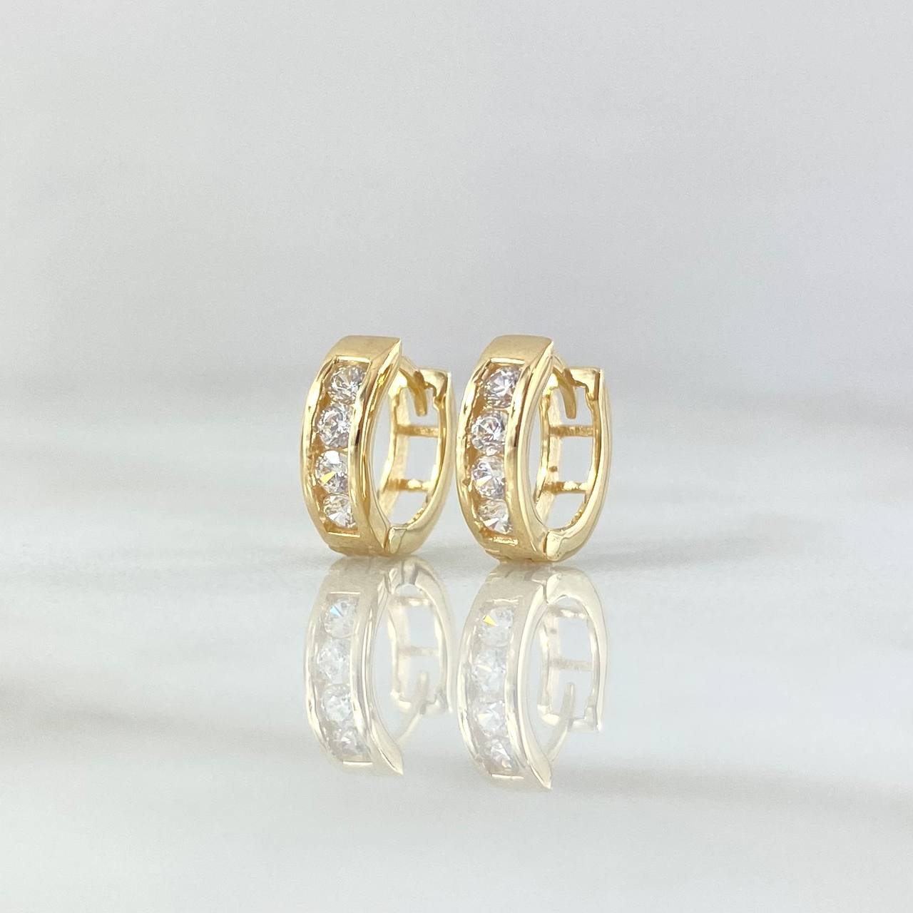 Candongas Carril Basteado Segmentado 1.65gr / 1cm / Circones Blancos Oro Amarillo 18K ©