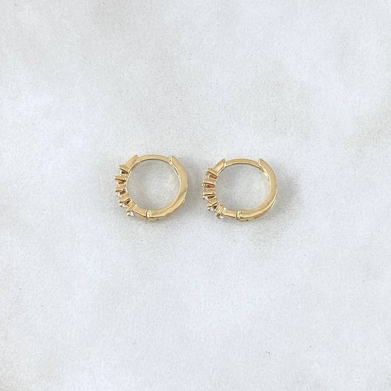 Candongas Carril Doble Basteado 1.5gr / 1.1cm / Circones Blancos Oro Amarillo 18K ©