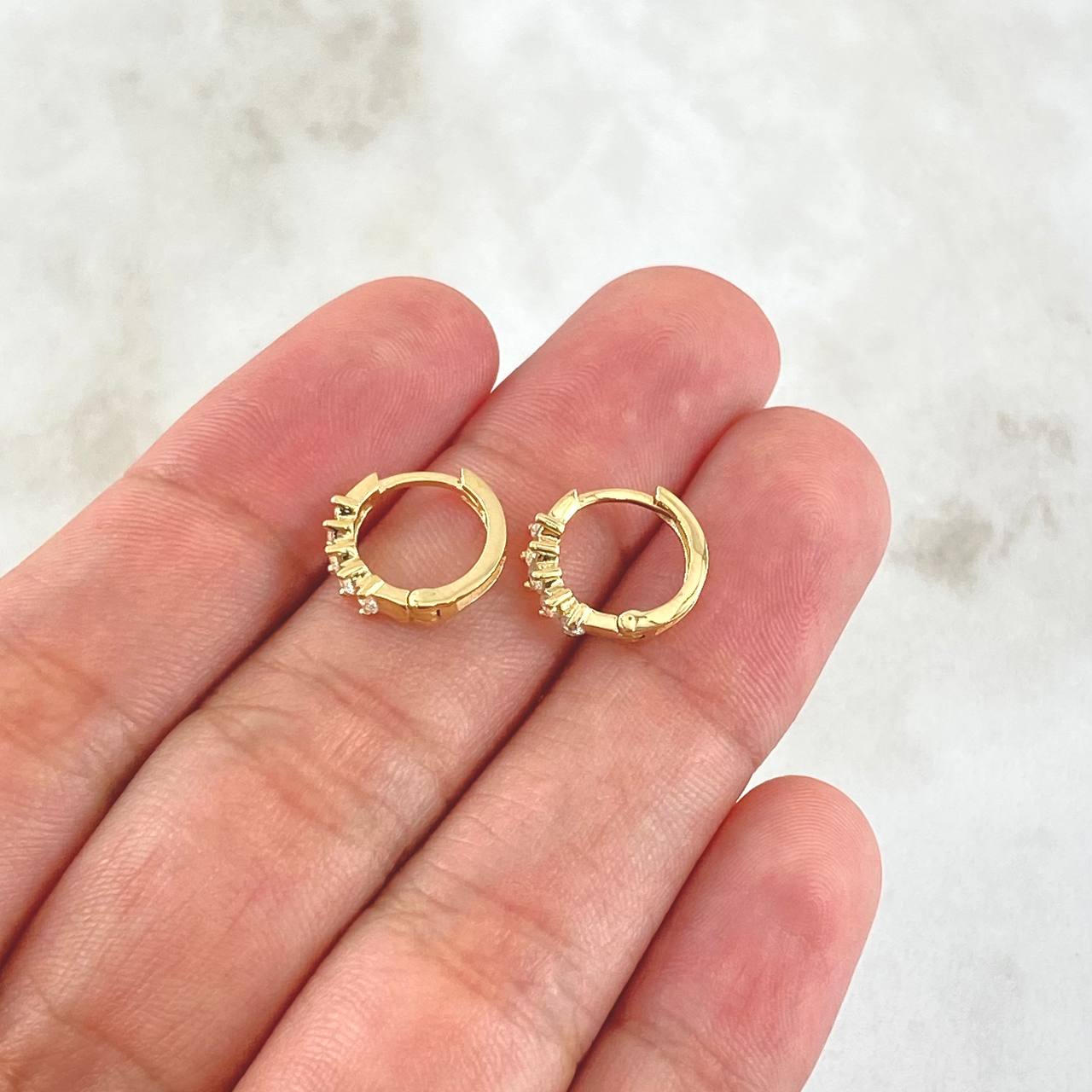 Hoop Earrings Double Track Basteado 1.45gr / 1.1cm (0.4in) / Nac.Esp. 18K Gold *
