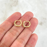 Candongas Carril Doble Basteado 1.5gr / 1.1cm / Circones Blancos Oro Amarillo 18K ©