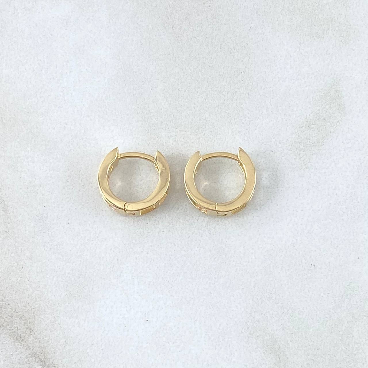 Hoop Earrings Segmented Basteado Hoop 1.8gr / 1cm / Multicolor Zircons 18K Yellow Gold ©