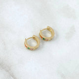 Hoop Earrings Segmented Basteado Hoop 1.8gr / 1cm / Multicolor Zircons 18K Yellow Gold ©