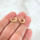 Hoop Earrings Segmented Basteado Hoop 1.8gr / 1cm / Multicolor Zircons 18K Yellow Gold ©
