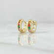 Hoop Earrings Segmented Basteado Hoop 1.8gr / 1cm / Multicolor Zircons 18K Yellow Gold ©