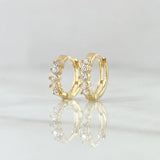 Candongas Carril Doble Basteado 1.45gr / 1.1cm / Circones Blancos Oro Amarillo 18K ©
