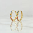 Hoop Earrings Smooth Basteado Hoop 2.7gr / 1.5cm / Multicolor Zircons 18K Yellow Gold ©
