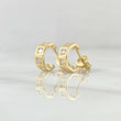 Topos Carril Basteado Segmentado 2.15gr / 9mm Broche Mariposa Circones Blancos Oro Amarillo 18K ©