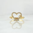Anillo Doble Corazón Oblicuo 1.7gr / T5 3/4 / Silueta Circones Blancos Oro Amarillo 18K©