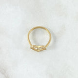 Anillo Doble Corazón Oblicuo 1.7gr / T5 3/4 / Silueta Circones Blancos Oro Amarillo 18K©