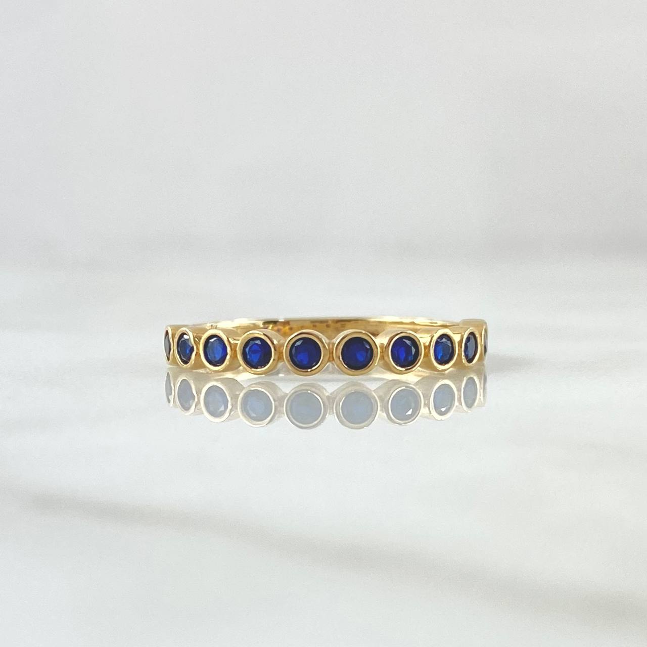 Bubbling Eyes Ring 1.7gr / T7 / Royal Blue Zircons 18K Yellow Gold ©