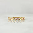 Interleaved Leaves Ring 1.3gr / T6 3/4 / Lilac Zircons 18K Yellow Gold ©