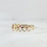 Interleaved Leaves Ring 1.3gr / T6 3/4 / Lilac Zircons 18K Yellow Gold ©
