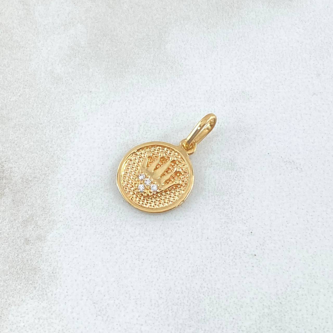 Pendant Medal Crown 0.85gr / 1.8cm / Punteada 18K Gold ©