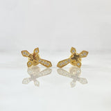 Topos Cruz Espada 1.35gr / 1.3cm / Circones Blancos Oro Amarillo 18K ©