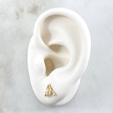 Stud Earrings Flor de Ninfa 1.3gr / 7.6mm Lobster Claw Butterfly White Zircons 18K Yellow Gold©