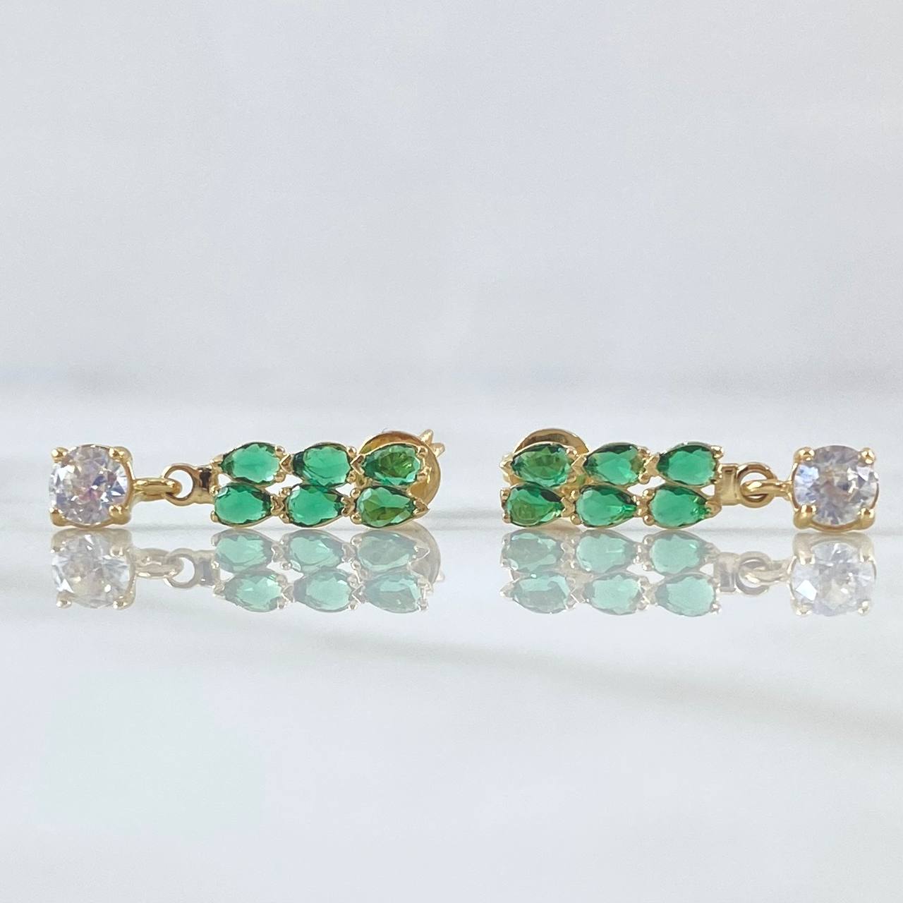 Topos Trigal Colgante 2.25gr / 2cm / Broche Mariposa Circones Verdes Blanco Oro Amarillo 18K ©