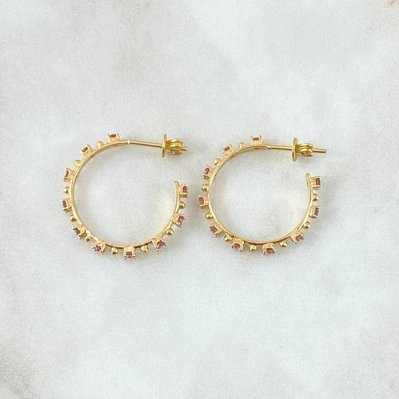 Topos Burbuja Intersecta 4.65gr / 2.6cm / Broche Mariposa Circones Lilas Oro Amarillo 18K ©