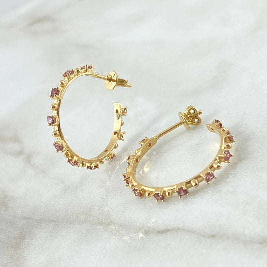 Topos Burbuja Intersecta 4.65gr / 2.6cm / Broche Mariposa Circones Lilas Oro Amarillo 18K ©