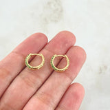 Candongas Doble Carril 2.1gr / 1.2cm / Circones Verdes Oro Amarillo 18K ©