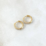 Candongas Doble Carril 2.1gr / 1.2cm / Circones Blancos Oro Amarillo 18K ©