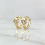 Candongas Corazón Tiny 1.8gr / 1.1cm / Circones Blancos Oro Amarillo 18K ©