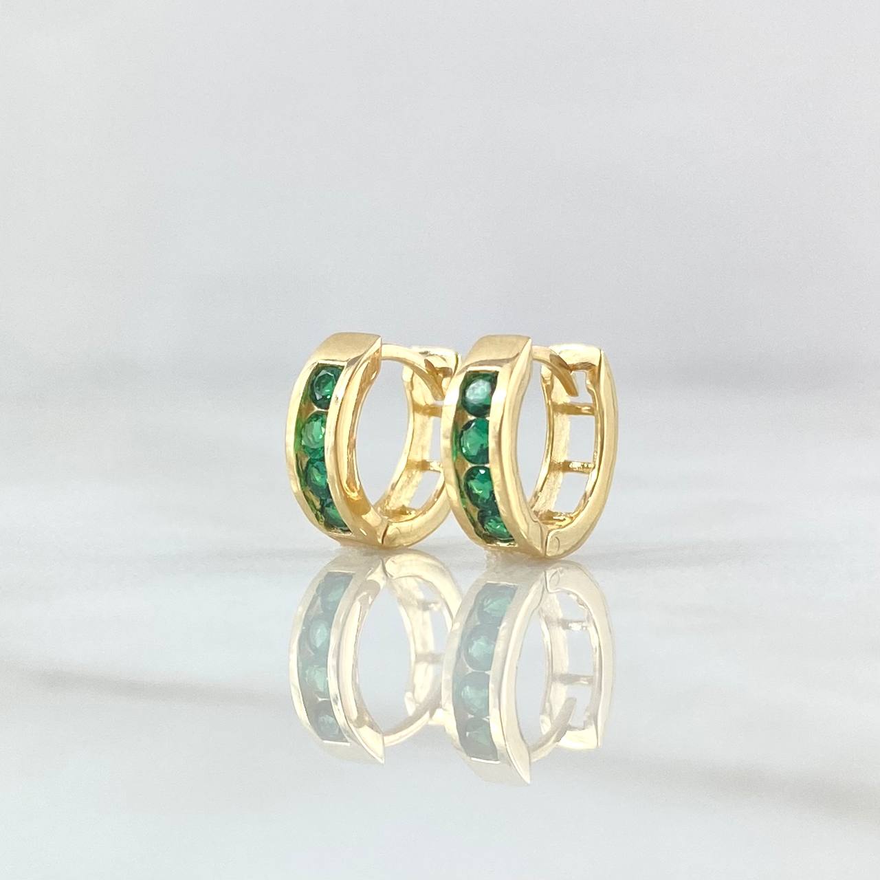 Candongas Carril Basteado Segmentado 1.8gr / 1cm / Circones Verdes Oro Amarillo 18K ©