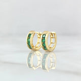 Candongas Carril Basteado Segmentado 1.8gr / 1cm / Circones Verdes Oro Amarillo 18K ©