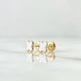 Stud Earrings Clover 0.7gr / 6mm White Resin 18K Yellow Gold ©